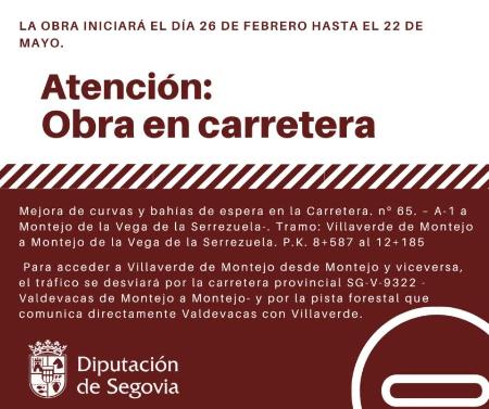 Imagen Las obras para mejorar el firme de la SG-V-2513 entre La Salceda y Orejanilla obligan a cortar el tráfico entre el 13 y el 17 de abril