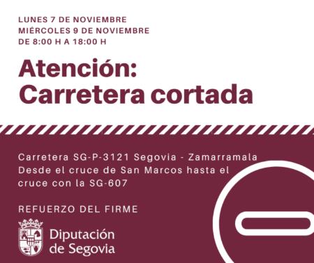 Imagen La Diputación reforzará el firme del tramo de la carretera SG-P-3121 que une Segovia y Zamarramala